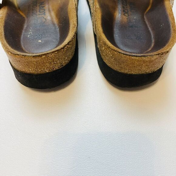 NAOT Malibu T-Strap Sandals Womens 38/US 7-7.5 Leather Adjustable Beaded Slides - Picture 4 of 8